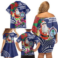 Guam Christmas Family Matching Off Shoulder Short Dress and Hawaiian Shirt Poinsettia With Bougainvillea - Felis Pasgua! LT14 - Polynesian Pride