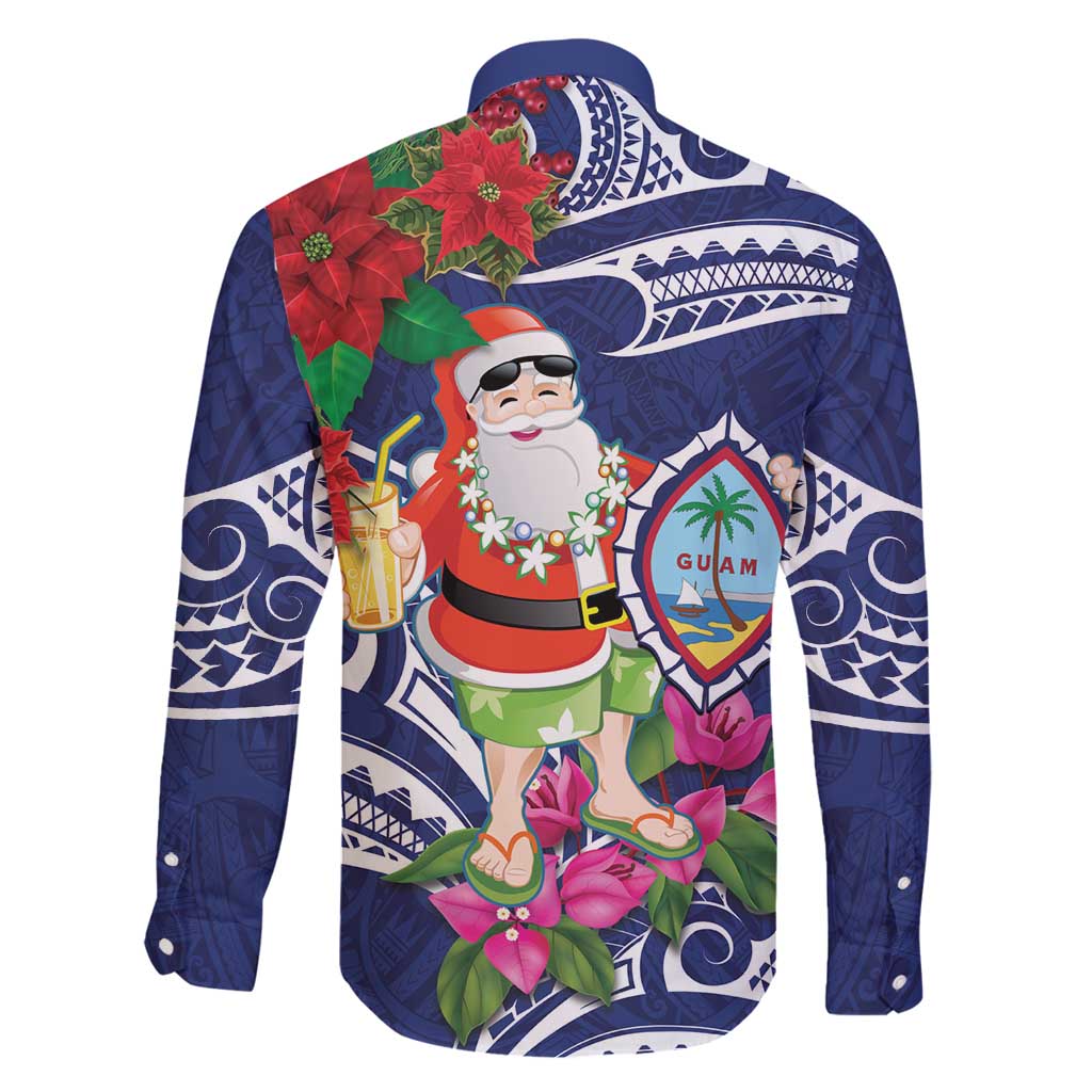 Guam Christmas Family Matching Off Shoulder Short Dress and Hawaiian Shirt Poinsettia With Bougainvillea - Felis Pasgua! LT14 - Polynesian Pride