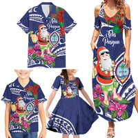 Guam Christmas Family Matching Summer Maxi Dress and Hawaiian Shirt Poinsettia With Bougainvillea - Felis Pasgua! LT14 - Polynesian Pride