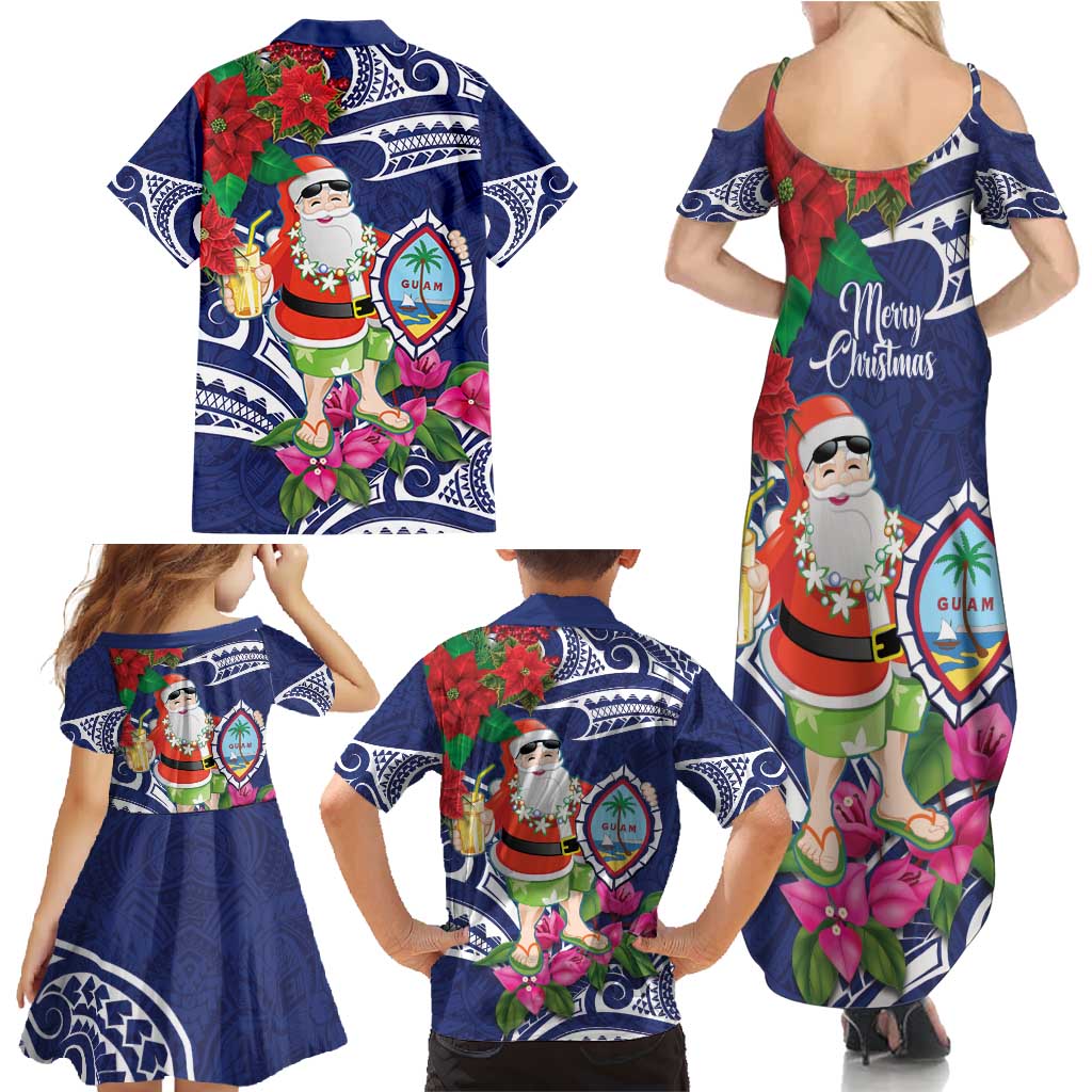 Guam Christmas Family Matching Summer Maxi Dress and Hawaiian Shirt Poinsettia With Bougainvillea - Felis Pasgua! LT14 - Polynesian Pride