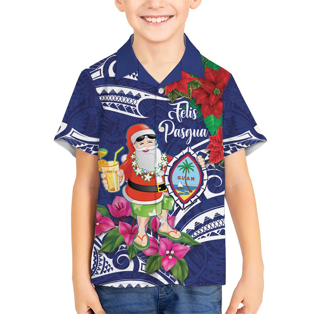 Guam Christmas Hawaiian Shirt Poinsettia With Bougainvillea - Felis Pasgua! LT14 - Polynesian Pride