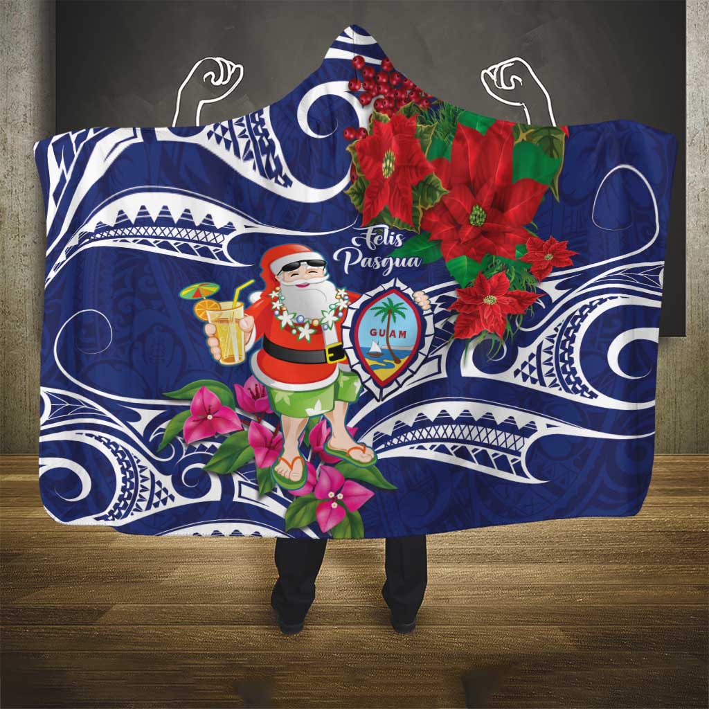 Guam Christmas Hooded Blanket Poinsettia With Bougainvillea - Felis Pasgua! LT14 - Polynesian Pride