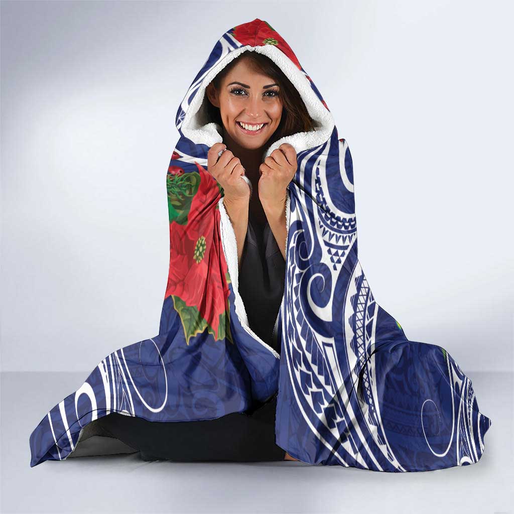 Guam Christmas Hooded Blanket Poinsettia With Bougainvillea - Felis Pasgua! LT14 - Polynesian Pride