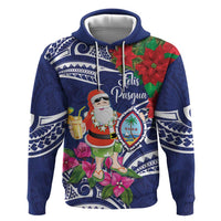 Guam Christmas Hoodie Poinsettia With Bougainvillea - Felis Pasgua! LT14 Pullover Hoodie Blue - Polynesian Pride