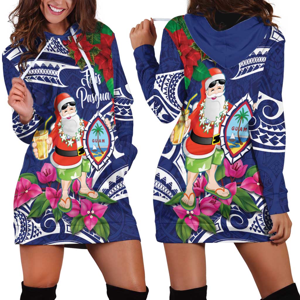 Guam Christmas Hoodie Dress Poinsettia With Bougainvillea - Felis Pasgua! LT14 - Polynesian Pride