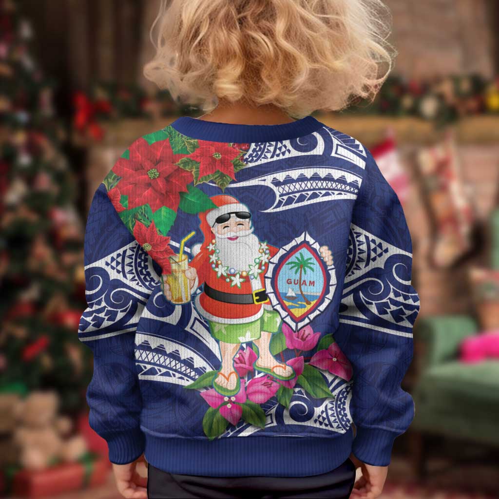 Guam Christmas Kid Ugly Christmas Sweater Poinsettia With Bougainvillea - Felis Pasgua! LT14 - Polynesian Pride