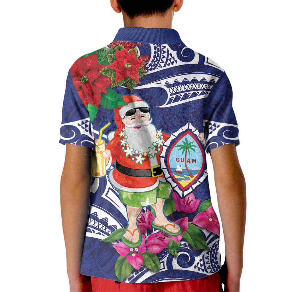 Guam Christmas Kid Polo Shirt Poinsettia With Bougainvillea - Felis Pasgua! LT14 - Polynesian Pride