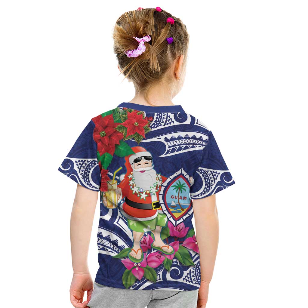 Guam Christmas Kid T Shirt Poinsettia With Bougainvillea - Felis Pasgua! LT14 - Polynesian Pride