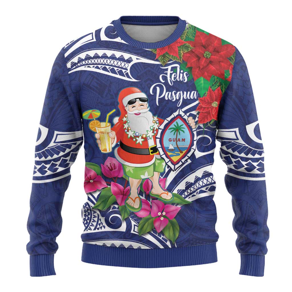 Guam Christmas Ugly Christmas Sweater Poinsettia With Bougainvillea - Felis Pasgua! LT14 - Polynesian Pride