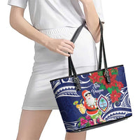 Guam Christmas Leather Tote Bag Poinsettia With Bougainvillea - Felis Pasgua! LT14 - Polynesian Pride
