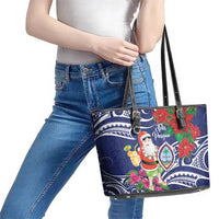 Guam Christmas Leather Tote Bag Poinsettia With Bougainvillea - Felis Pasgua! LT14 - Polynesian Pride