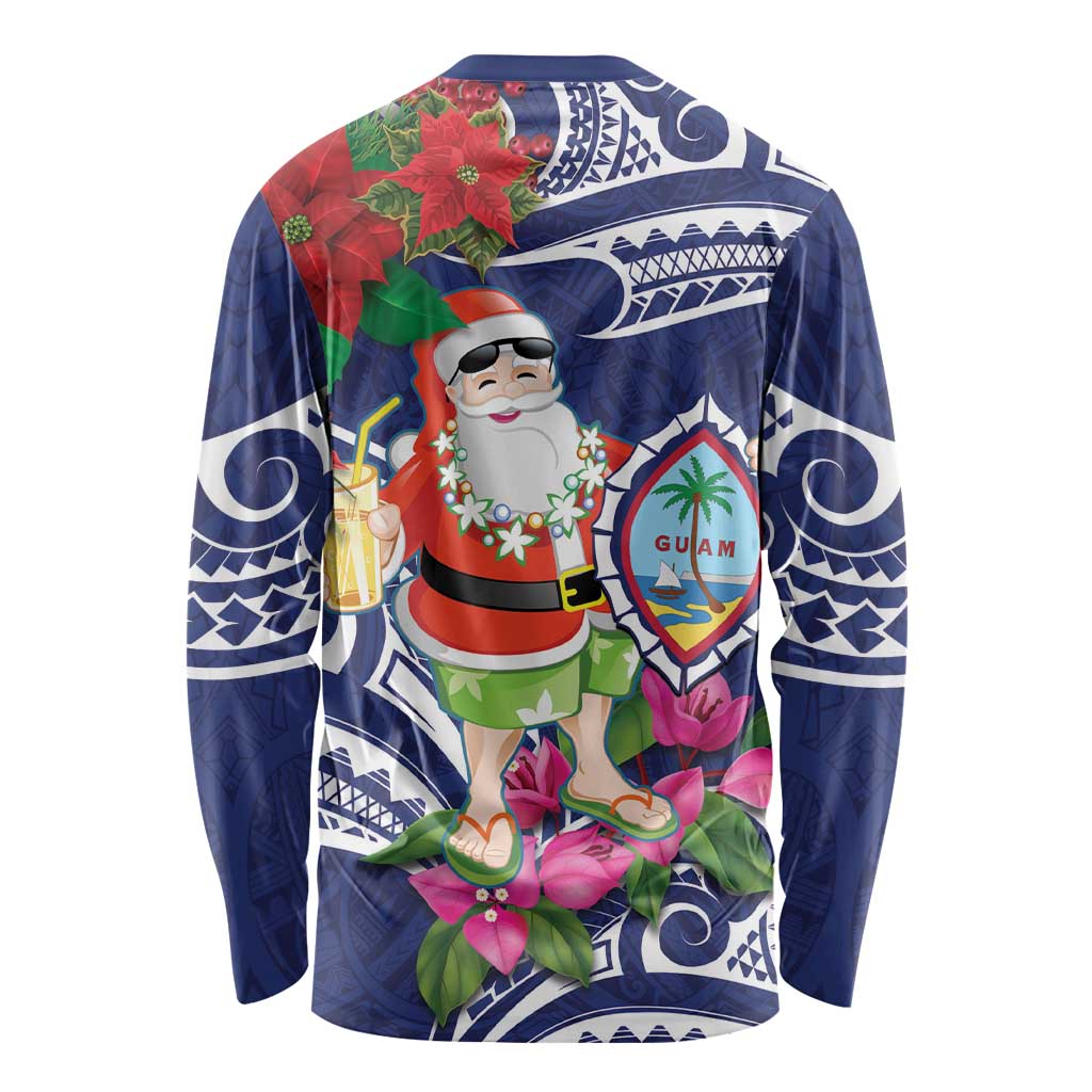Guam Christmas Long Sleeve Shirt Poinsettia With Bougainvillea - Felis Pasgua! LT14 - Polynesian Pride