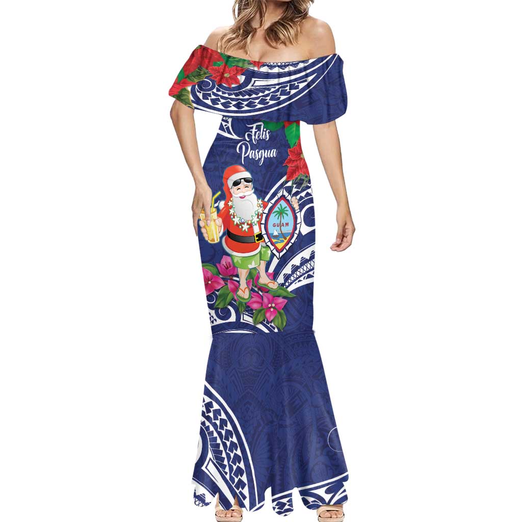 Guam Christmas Mermaid Dress Poinsettia With Bougainvillea - Felis Pasgua! LT14 - Polynesian Pride