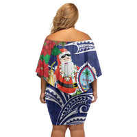 Guam Christmas Off Shoulder Short Dress Poinsettia With Bougainvillea - Felis Pasgua! LT14 - Polynesian Pride