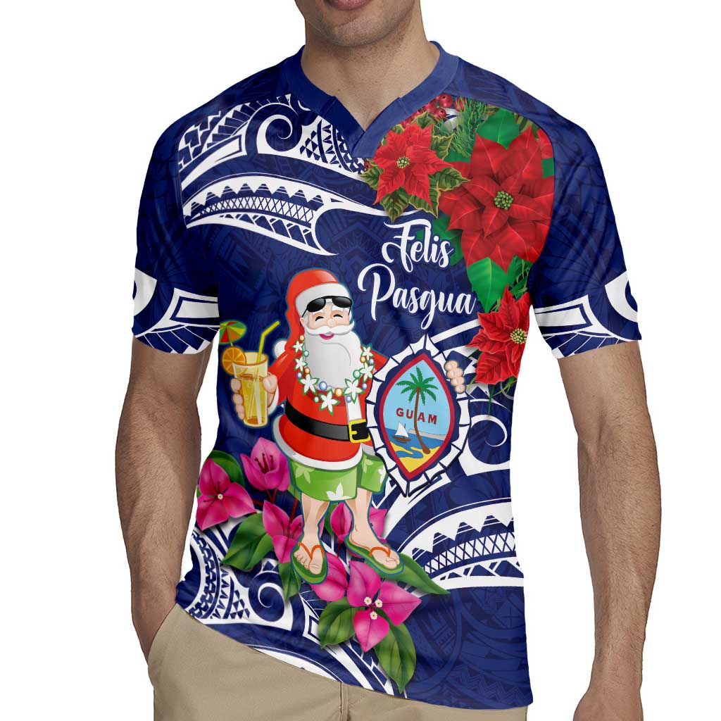 Guam Christmas Rugby Jersey Poinsettia With Bougainvillea - Felis Pasgua! LT14 - Polynesian Pride