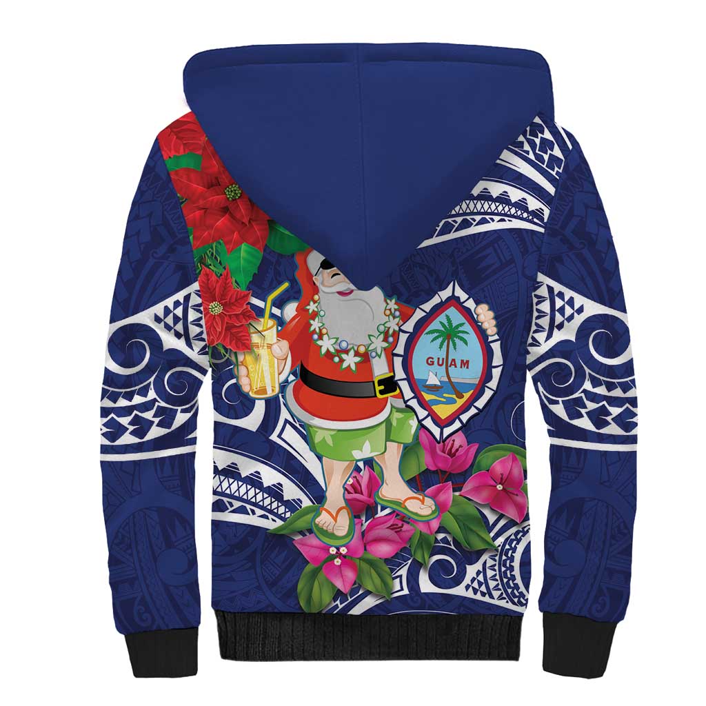 Guam Christmas Sherpa Hoodie Poinsettia With Bougainvillea - Felis Pasgua! LT14 - Polynesian Pride