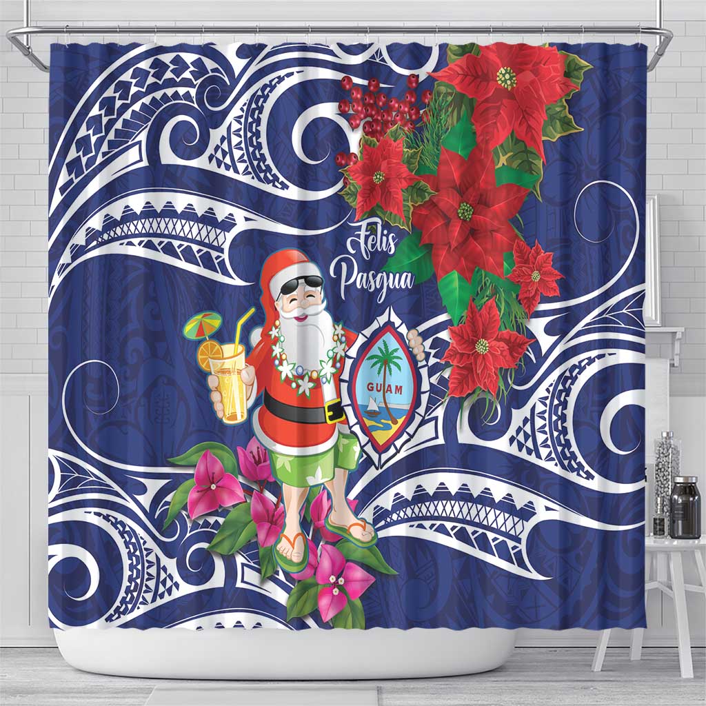 Guam Christmas Shower Curtain Poinsettia With Bougainvillea - Felis Pasgua! LT14 - Polynesian Pride
