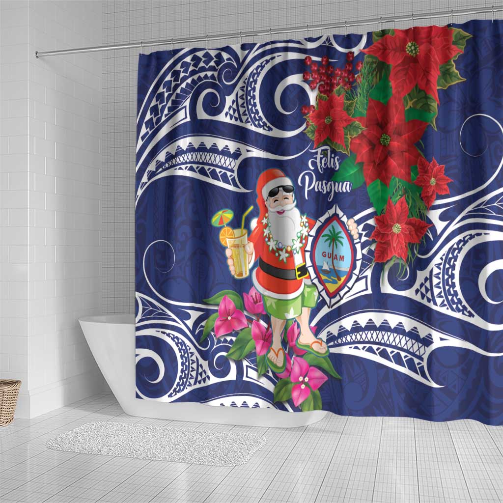 Guam Christmas Shower Curtain Poinsettia With Bougainvillea - Felis Pasgua! LT14 - Polynesian Pride