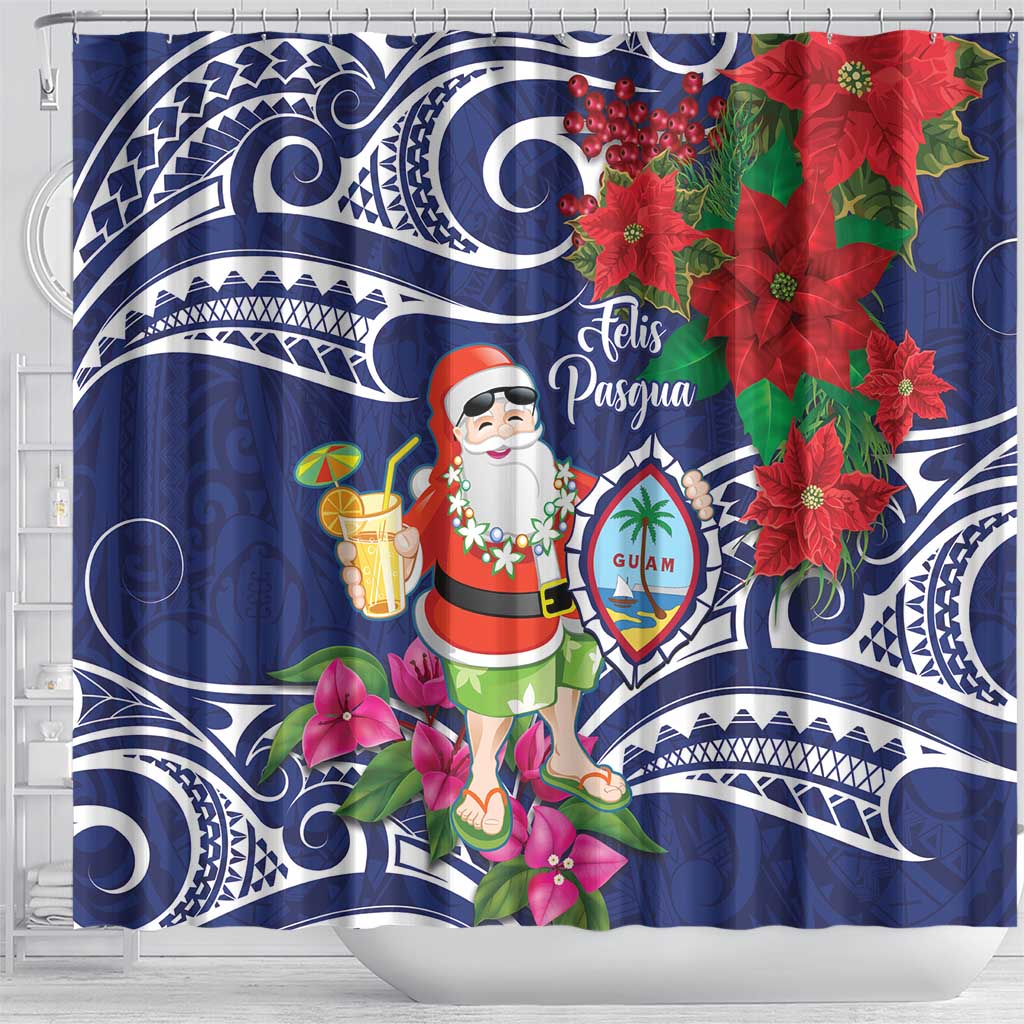 Guam Christmas Shower Curtain Poinsettia With Bougainvillea - Felis Pasgua! LT14 - Polynesian Pride
