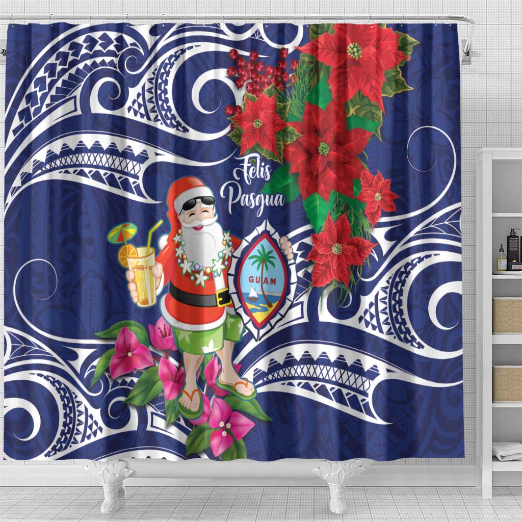 Guam Christmas Shower Curtain Poinsettia With Bougainvillea - Felis Pasgua! LT14 - Polynesian Pride