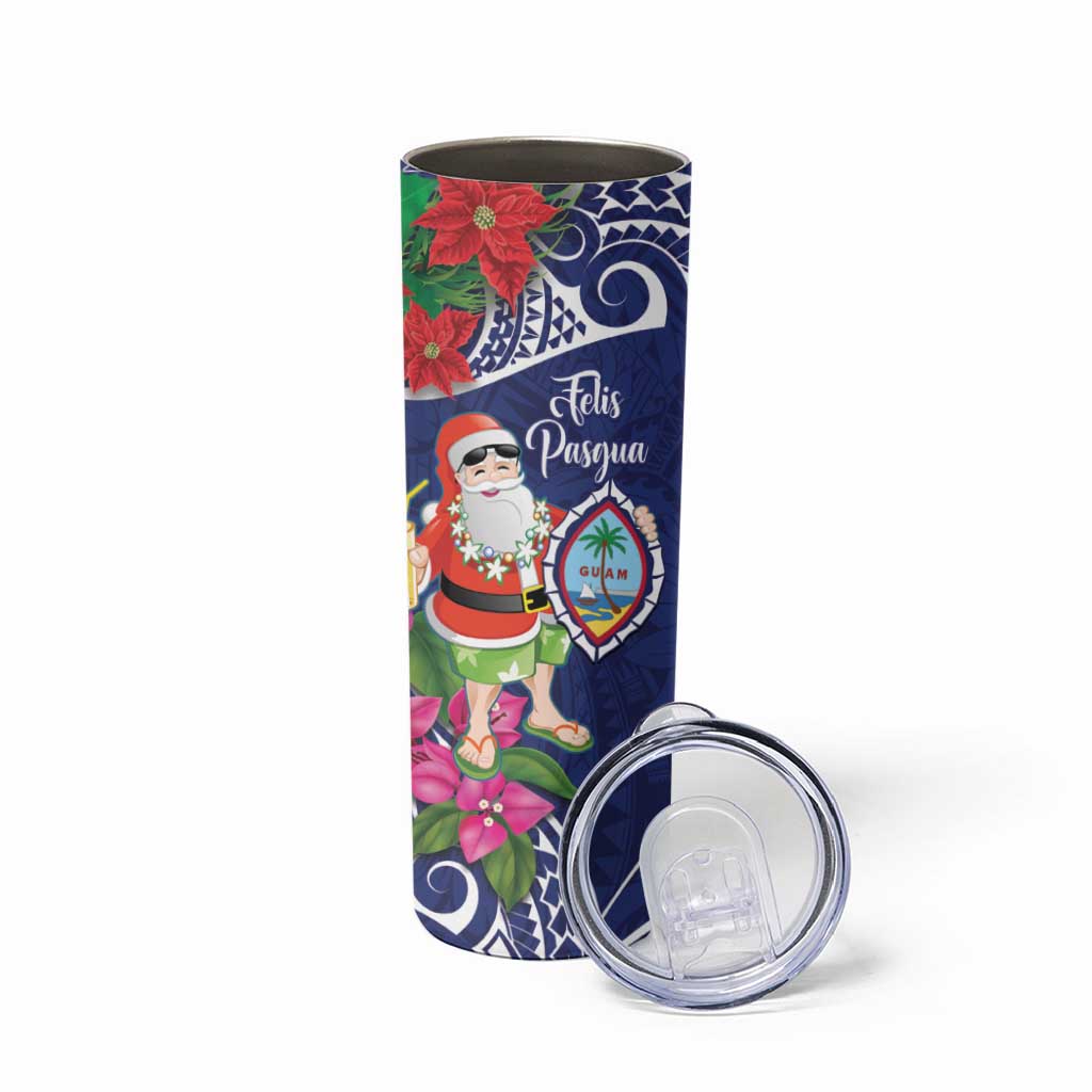 Guam Christmas Skinny Tumbler Poinsettia With Bougainvillea - Felis Pasgua! LT14 - Polynesian Pride