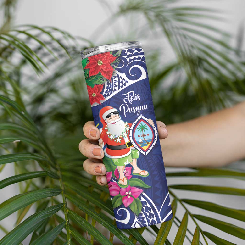 Guam Christmas Skinny Tumbler Poinsettia With Bougainvillea - Felis Pasgua! LT14 - Polynesian Pride