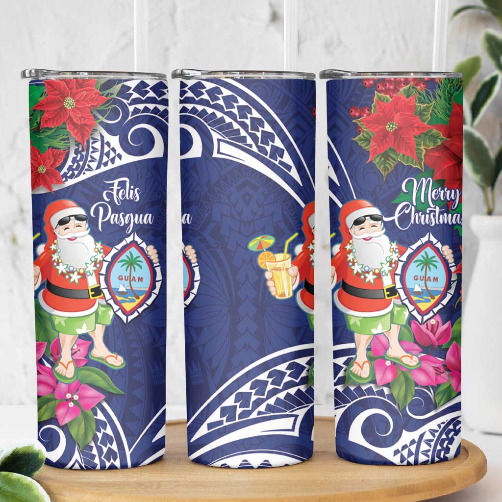 Guam Christmas Skinny Tumbler Poinsettia With Bougainvillea - Felis Pasgua! LT14 - Polynesian Pride