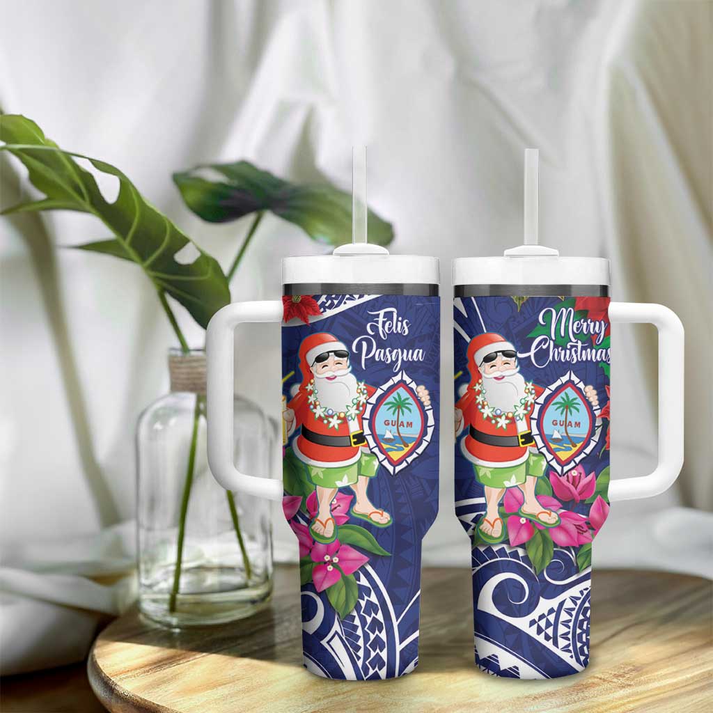 Guam Christmas Tumbler With Handle Poinsettia With Bougainvillea - Felis Pasgua! LT14 - Polynesian Pride