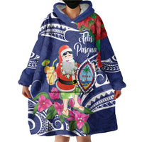 Guam Christmas Wearable Blanket Hoodie Poinsettia With Bougainvillea - Felis Pasgua! LT14 - Polynesian Pride