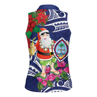 Guam Christmas Women Sleeveless Polo Shirt Poinsettia With Bougainvillea - Felis Pasgua! LT14 - Polynesian Pride