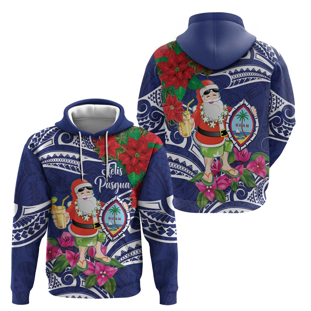 Guam Christmas Zip Hoodie Poinsettia With Bougainvillea - Felis Pasgua! LT14 - Polynesian Pride