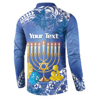 Personalised Hanukkah Jewish Festival Button Sweatshirt It's Lit - Polynesian Pattern