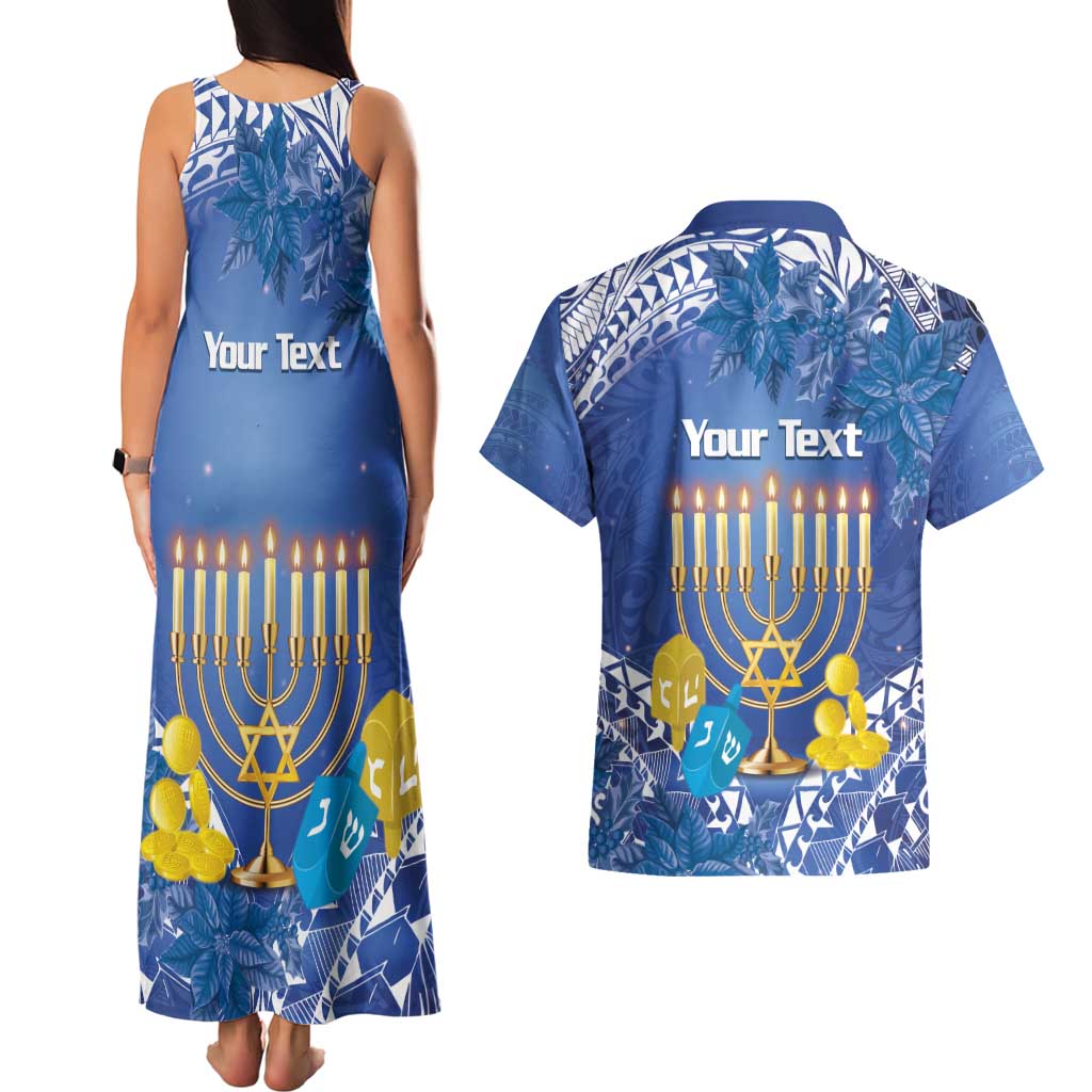 Personalised Hanukkah Jewish Festival Couples Matching Tank Maxi Dress and Hawaiian Shirt It's Lit - Polynesian Pattern LT14 - Polynesian Pride