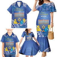 Personalised Hanukkah Jewish Festival Family Matching Mermaid Dress and Hawaiian Shirt It's Lit - Polynesian Pattern LT14 - Polynesian Pride