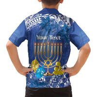 Personalised Hanukkah Jewish Festival Family Matching Off Shoulder Maxi Dress and Hawaiian Shirt It's Lit - Polynesian Pattern LT14 - Polynesian Pride
