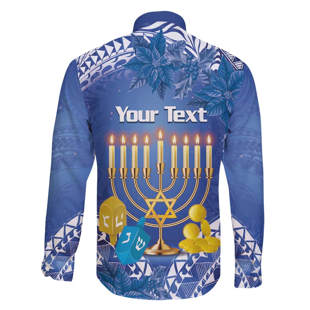 Personalised Hanukkah Jewish Festival Family Matching Off Shoulder Short Dress and Hawaiian Shirt It's Lit - Polynesian Pattern LT14 - Polynesian Pride