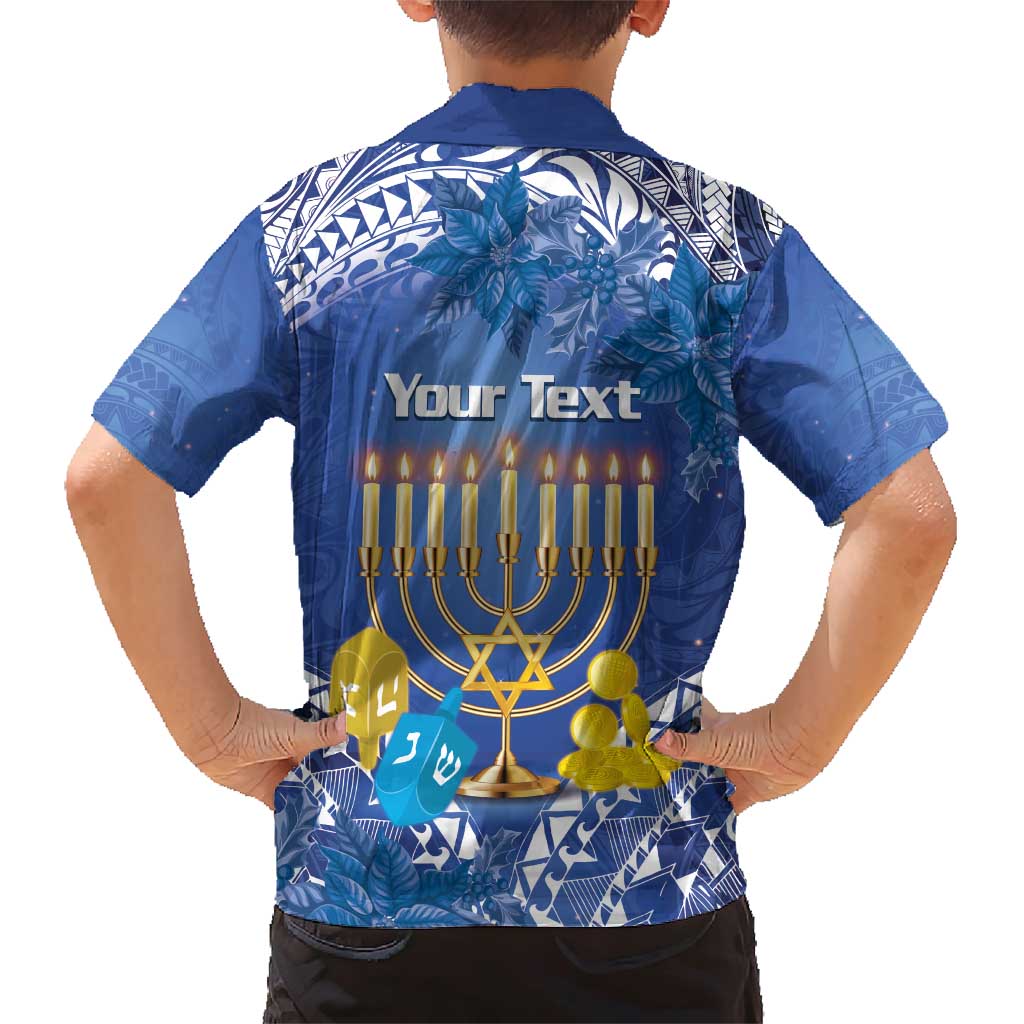 Personalised Hanukkah Jewish Festival Family Matching Short Sleeve Bodycon Dress and Hawaiian Shirt It's Lit - Polynesian Pattern LT14 - Polynesian Pride