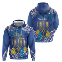 Personalised Hanukkah Jewish Festival Zip Hoodie It's Lit - Polynesian Pattern