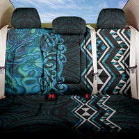 Turquoise Aotearoa Back Car Seat Cover Taniko Motifs With Paua Shell Kowhaiwhai LT14 One Size Turquoise - Polynesian Pride