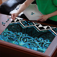 Turquoise Aotearoa Puzzle Taniko Motifs With Paua Shell Kowhaiwhai LT14 - Polynesian Pride