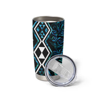 Turquoise Aotearoa Tumbler Cup Taniko Motifs With Paua Shell Kowhaiwhai LT14 - Polynesian Pride