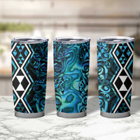 Turquoise Aotearoa Tumbler Cup Taniko Motifs With Paua Shell Kowhaiwhai LT14 - Polynesian Pride