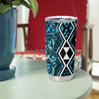 Turquoise Aotearoa Tumbler Cup Taniko Motifs With Paua Shell Kowhaiwhai LT14 - Polynesian Pride