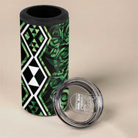 Green Aotearoa 4 in 1 Can Cooler Tumbler Taniko Motifs With Paua Shell Kowhaiwhai LT14 - Polynesian Pride