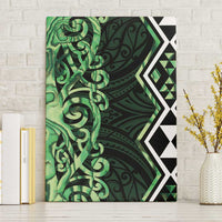 Green Aotearoa Canvas Wall Art Taniko Motifs With Paua Shell Kowhaiwhai LT14 Without Frame Green - Polynesian Pride