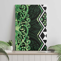 Green Aotearoa Canvas Wall Art Taniko Motifs With Paua Shell Kowhaiwhai LT14 - Polynesian Pride