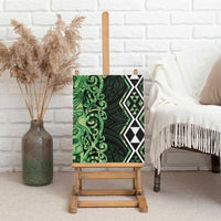 Green Aotearoa Canvas Wall Art Taniko Motifs With Paua Shell Kowhaiwhai LT14 - Polynesian Pride