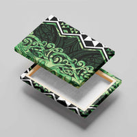 Green Aotearoa Canvas Wall Art Taniko Motifs With Paua Shell Kowhaiwhai LT14 - Polynesian Pride