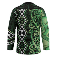 Green Aotearoa Hockey Jersey Taniko Motifs With Paua Shell Kowhaiwhai - Polynesian Pride