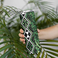 Green Aotearoa Skinny Tumbler Taniko Motifs With Paua Shell Kowhaiwhai LT14 - Polynesian Pride